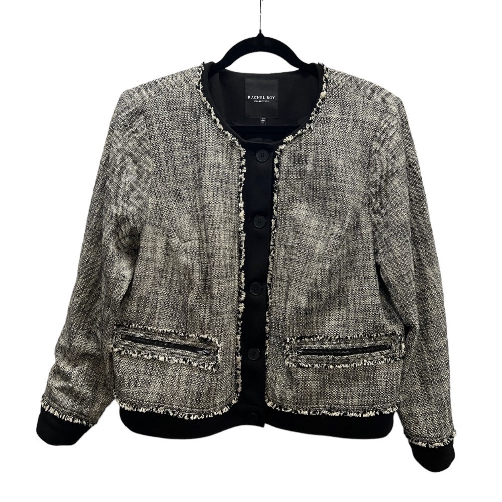 Rachel Roy Black and White Tweed Jacket Size 16W‎